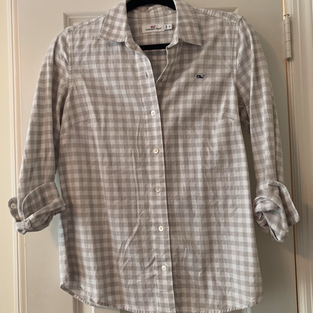 Vineyard Vines Gray Gingham Button Up